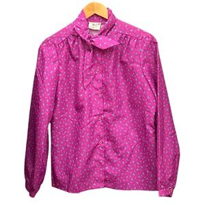 80s MLM Mayer-Lang-Marquis Floral Tie Neck Blouse Secretary Cottagecore Retro